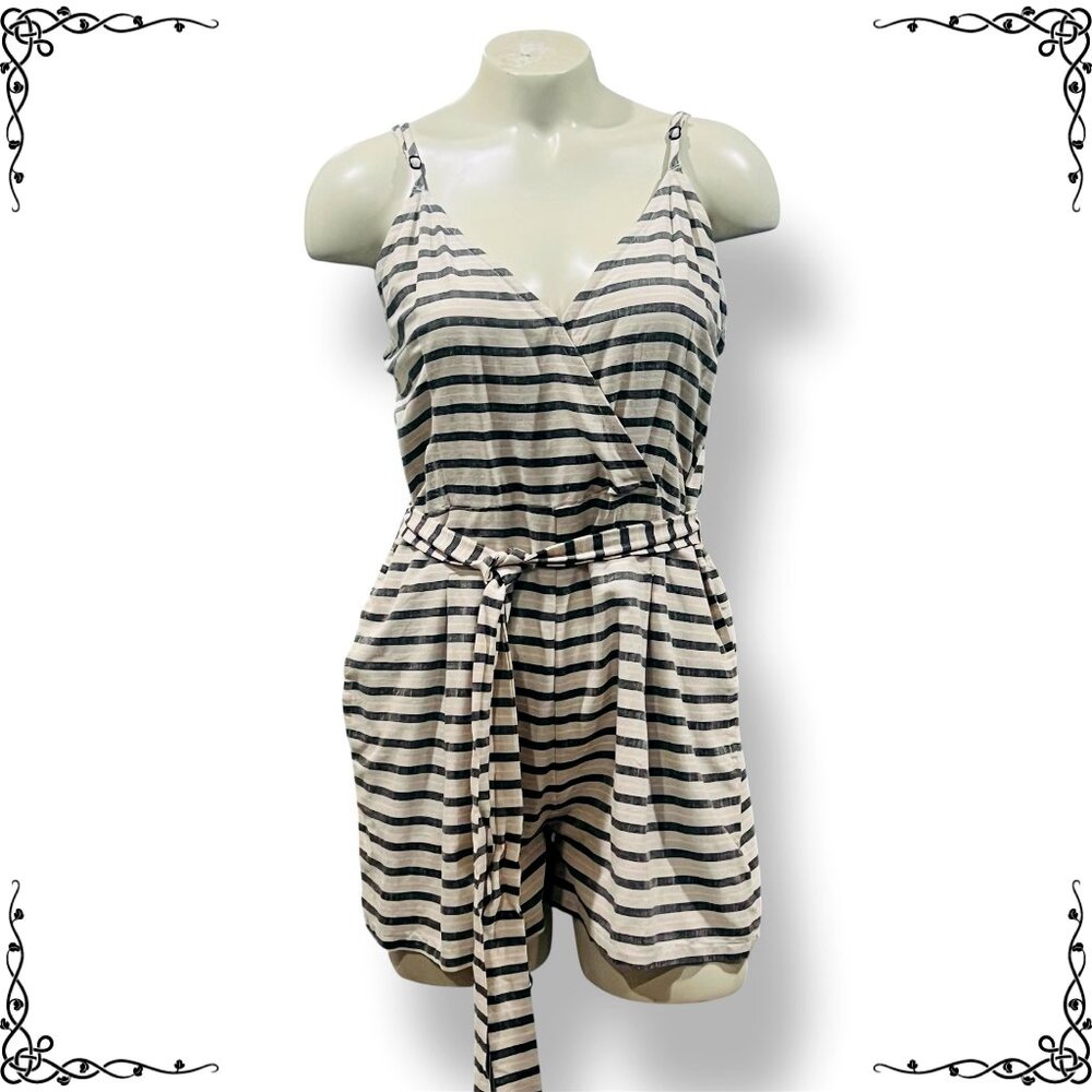 BILLABONG Faux Wrap Striped Romper with Pockets - Size M